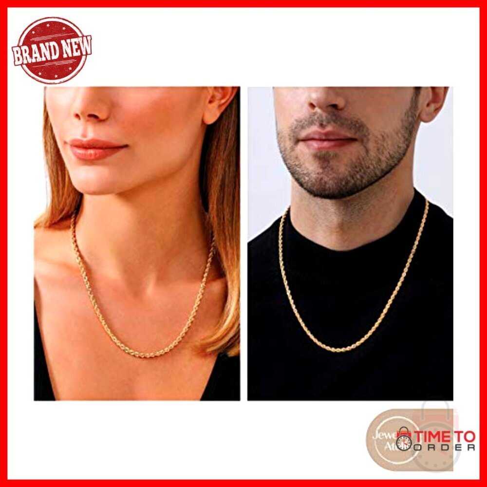 14K Gold Filled Rope Chain Necklace, 18 Inch, 3.8mm Width - Picture 2 of 7